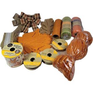 Lot Of Fall Thanksgiving Decorative Mesh Wire Edge Ribbon Crafting...
